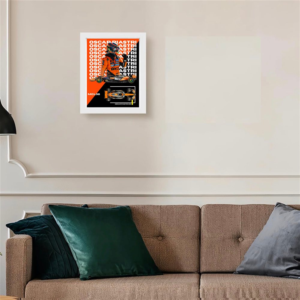 Oscar Piastri — White Frame Example